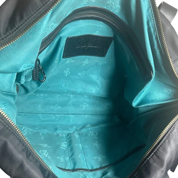 Cole Haan Black Nylon Tote Bag Leather Trim Zip Top Shoulder Bag Travel Purse - Picture 10 of 10